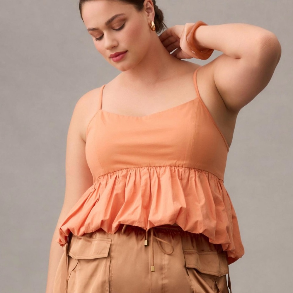 Maeve by Anthropologie Ruffled Bubble-Hem Cropped
Tank | Sixe X-Large